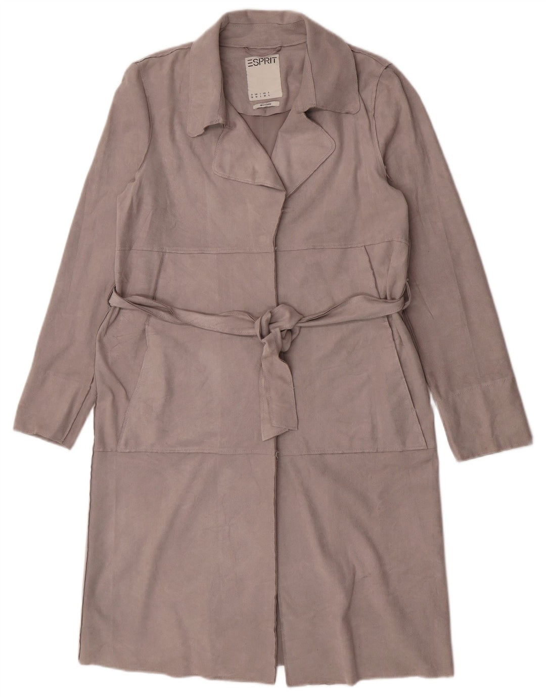 Esprit Womens Faux Suede Trench Coat UK 14 Medium Grey Polyester