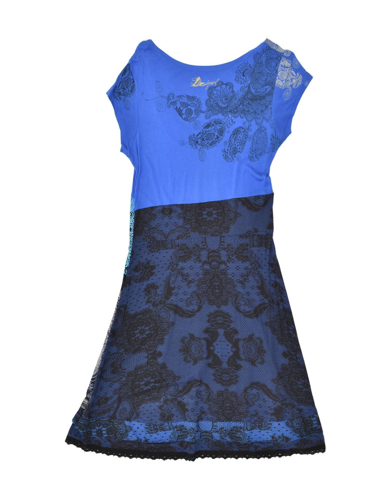 DESIGUAL Womens Slim Fit A-Line Dress UK 18 XL Blue Paisley | Vintage Desigual | Thrift | Second-Hand Desigual | Used Clothing | Messina Hembry 