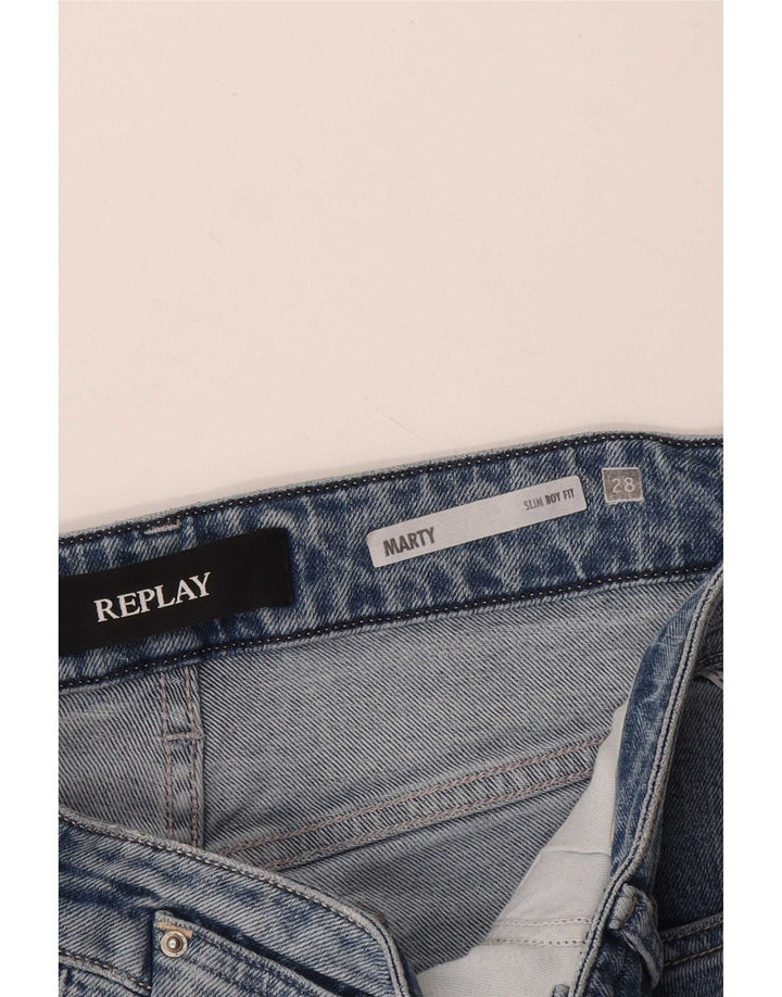 Replay Womens Marty Boy Fit Slim Jeans W28 L29 Blue