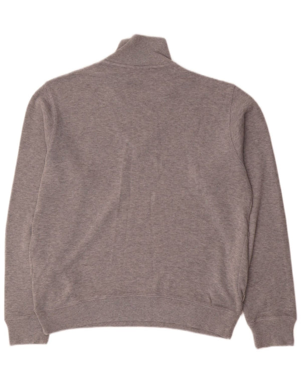 Lacoste Mens Zip Neck Sweatshirt Jumper Size 4 Medium Grey Flecked Cotton