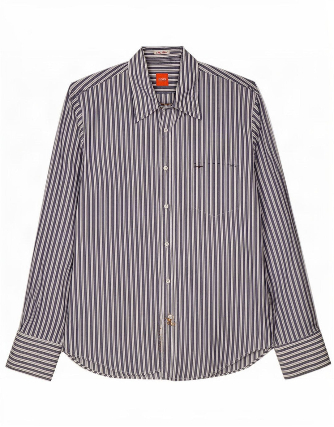 Hugo Boss Mens Shirt Medium Blue Striped Cotton