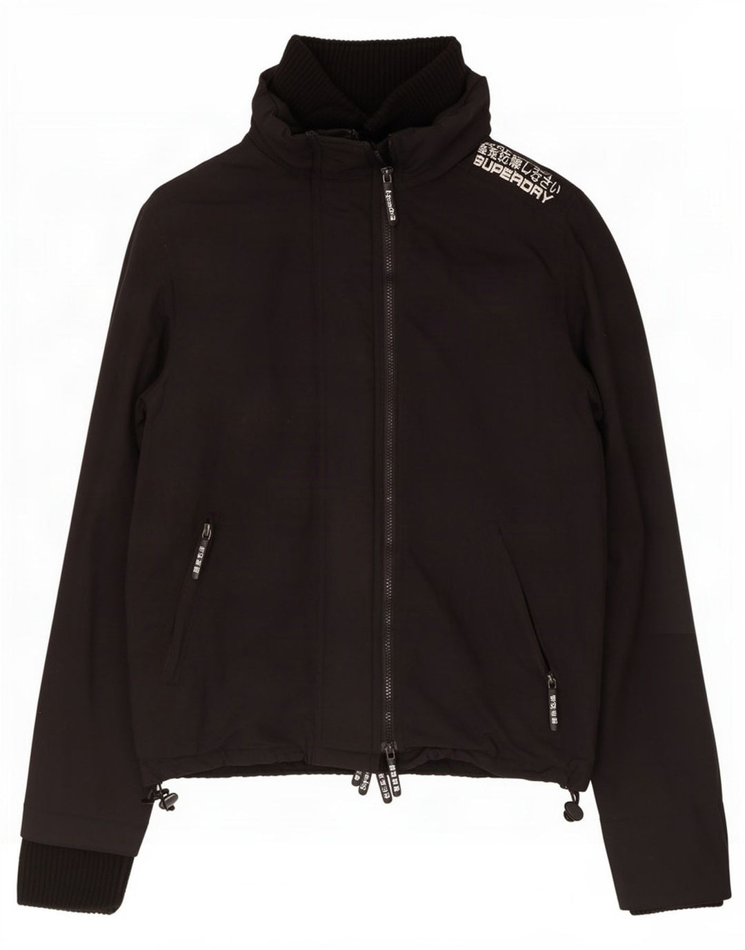 Superdry Womens Rain Jacket UK 14 Large Black Nylon