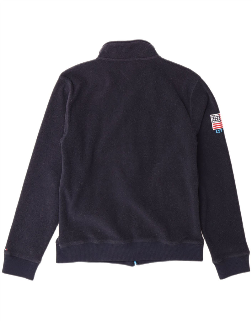 TOMMY HILFIGER Boys Graphic Fleece Jacket 15-16 Years XL Navy Blue Vintage Tommy Hilfiger and Second-Hand Tommy Hilfiger from Messina Hembry 