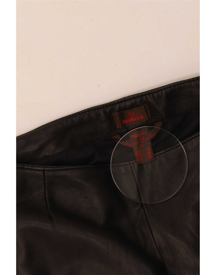 Danier Womens Flare Leather Trousers Size 8 W24 L31 Black