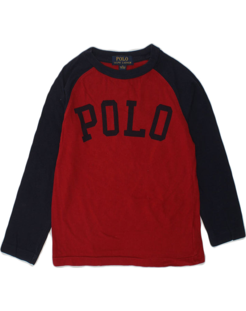 POLO RALPH LAUREN Boys Graphic Top Long Sleeve 4-5 Years Red Colourblock | Vintage Polo Ralph Lauren | Thrift | Second-Hand Polo Ralph Lauren | Used Clothing | Messina Hembry 