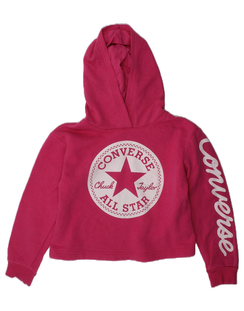 CONVERSE Girls Chuck Taylor Crop Hoodie Jumper 10-11 Years Medium Pink Vintage Converse and Second-Hand Converse from Messina Hembry 