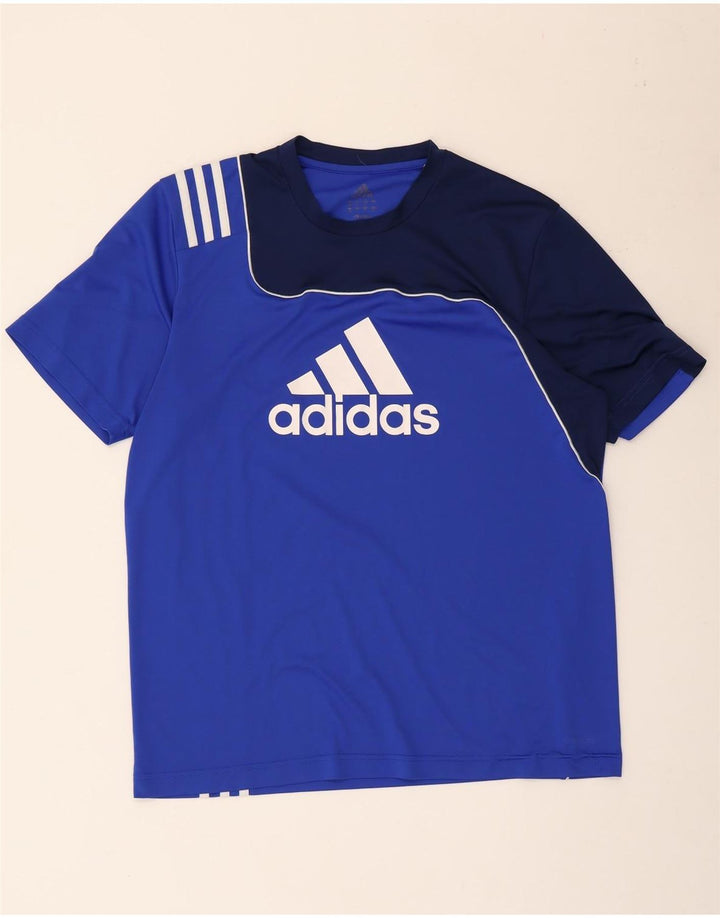 Adidas Mens Graphic T-Shirt Top Medium Blue Colourblock Polyester