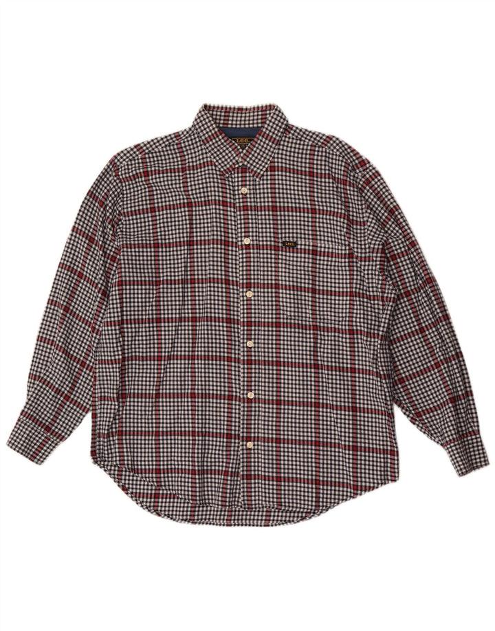 Lee Mens Shirt Large Grey Gingham Cotton