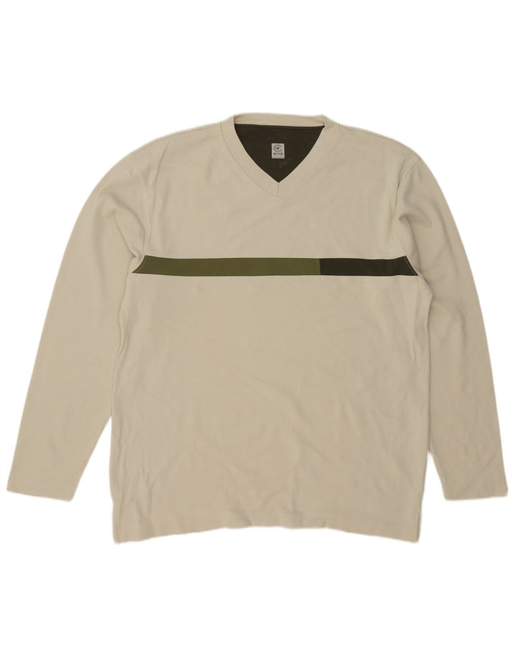 MUSTANG Mens Top Long Sleeve Large Green Striped Cotton