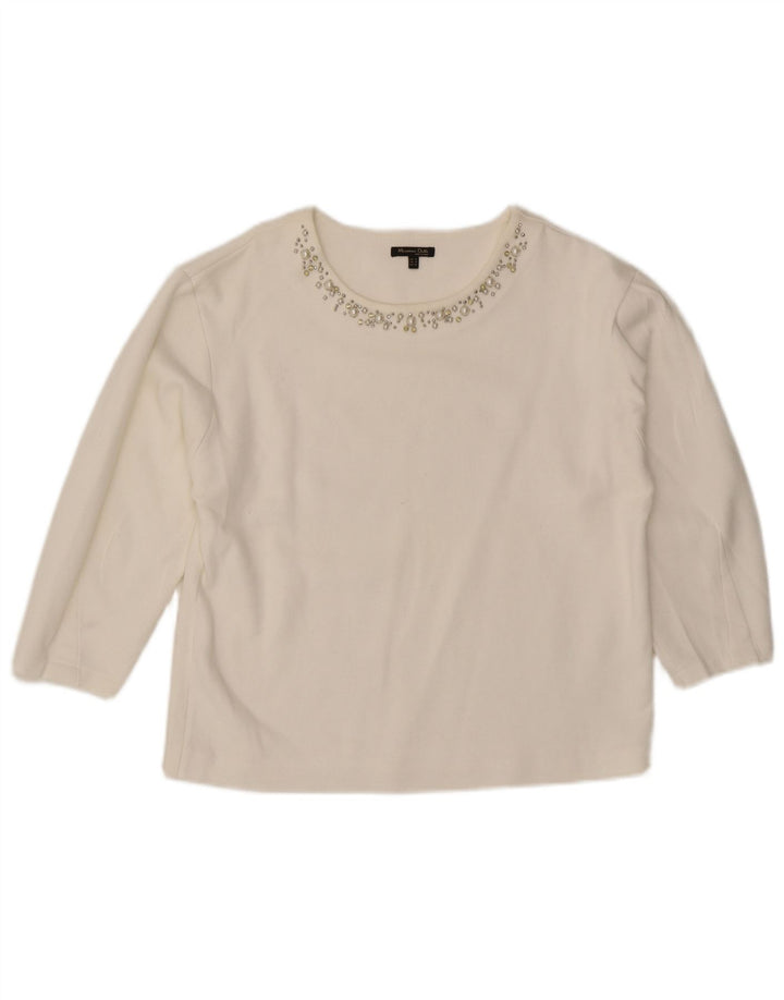 Massimo Dutti Womens Top 3/4 Sleeve UK 14 Medium White