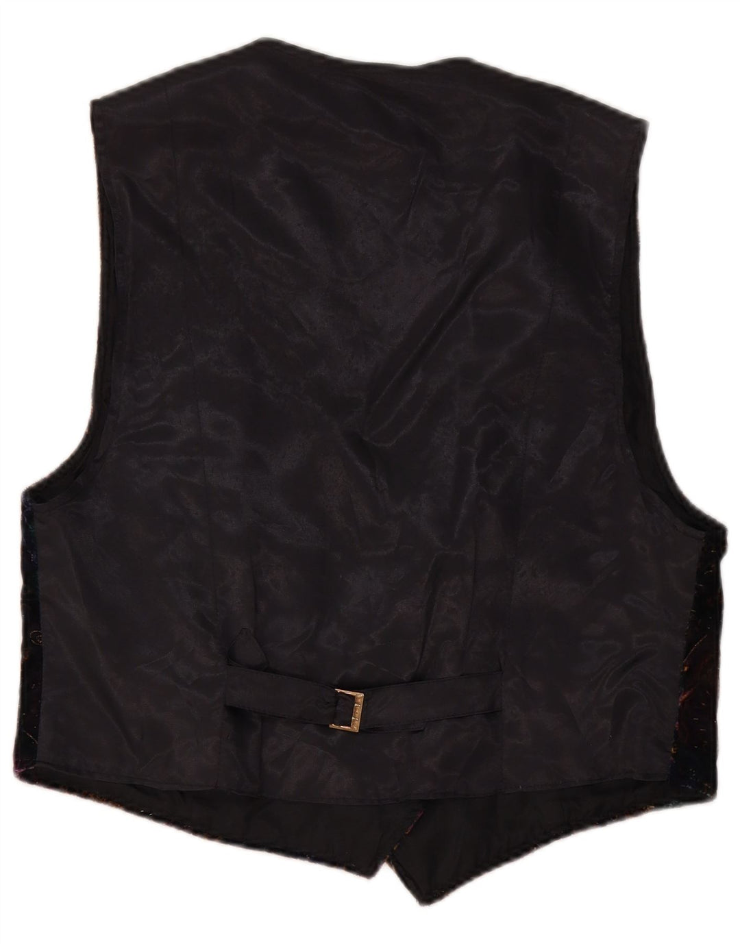 VINTAGE Womens Velvet Waistcoat UK 14 Medium Black Paisley Cotton