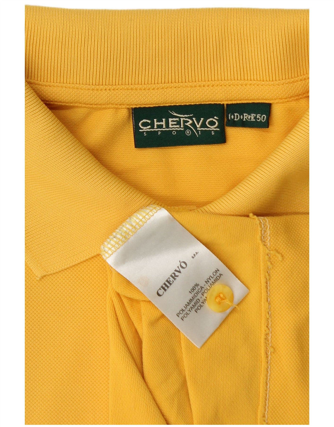 Chervo Mens Polo Shirt IT 50 Medium Yellow Polyamide