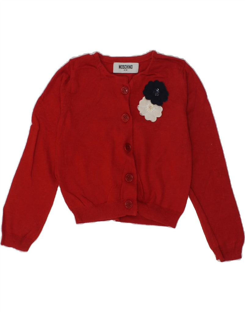 MOSCHINO Baby Girls Cardigan Sweater 18-24 Months Red Cotton | Vintage Moschino | Thrift | Second-Hand Moschino | Used Clothing | Messina Hembry 