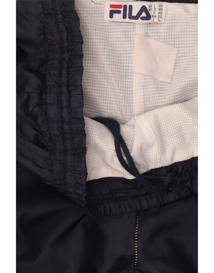 Fila Mens Tracksuit Trousers Joggers IT 48 Medium Navy Blue Colourblock