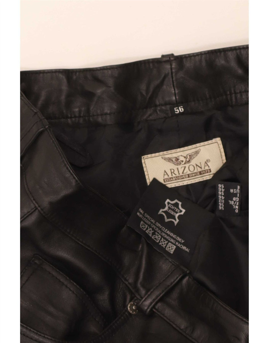 Arizona Mens Straight Leather Trousers W36 L32 Black