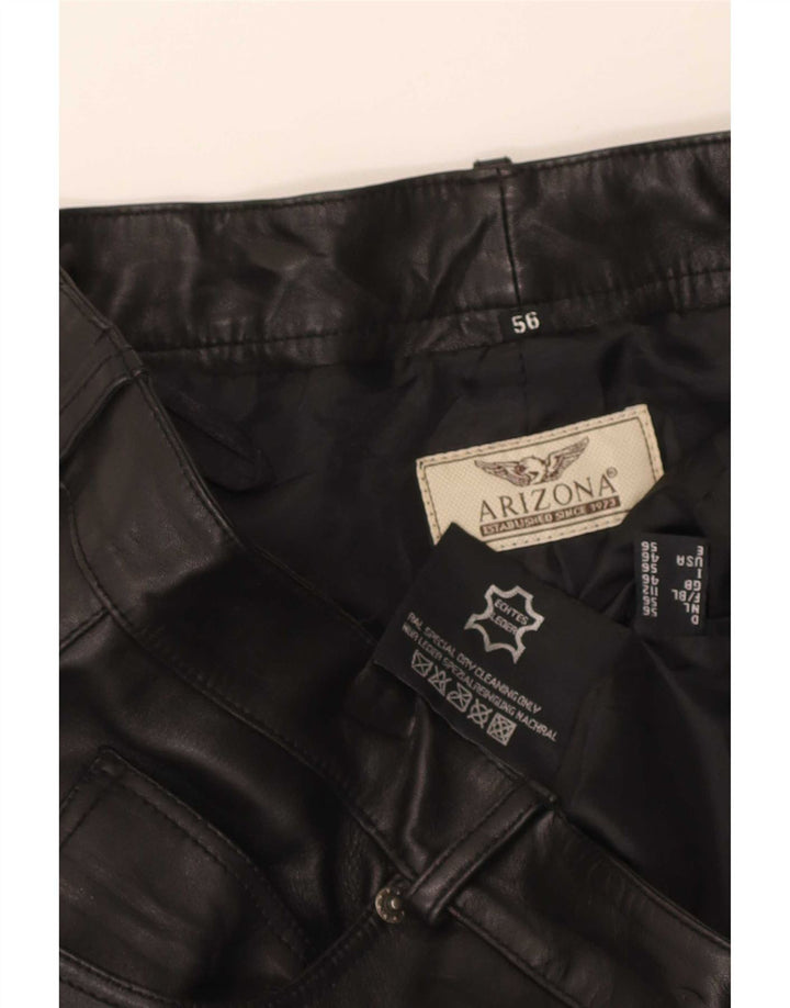 Arizona Mens Straight Leather Trousers W36 L32 Black