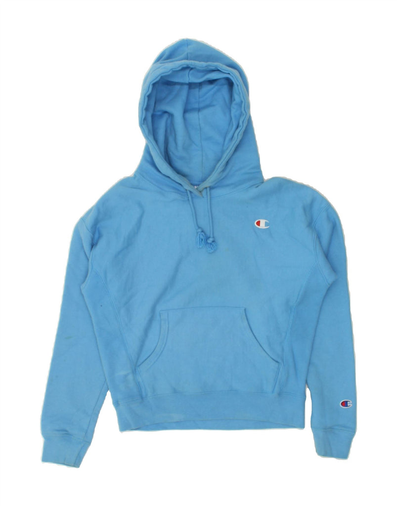 CHAMPION Womens Hoodie Jumper UK 10 Small Blue Cotton | Vintage Champion | Thrift | Second-Hand Champion | Used Clothing | Messina Hembry 