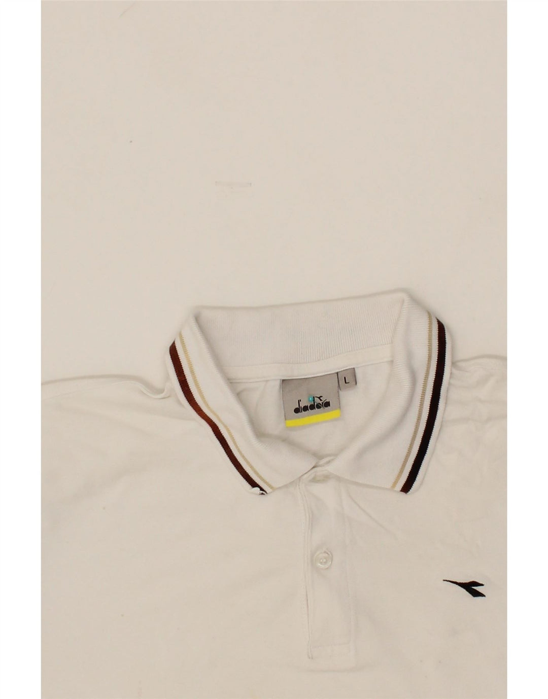 DIADORA Mens Polo Shirt Large White Cotton Vintage Diadora and Second-Hand Diadora from Messina Hembry 