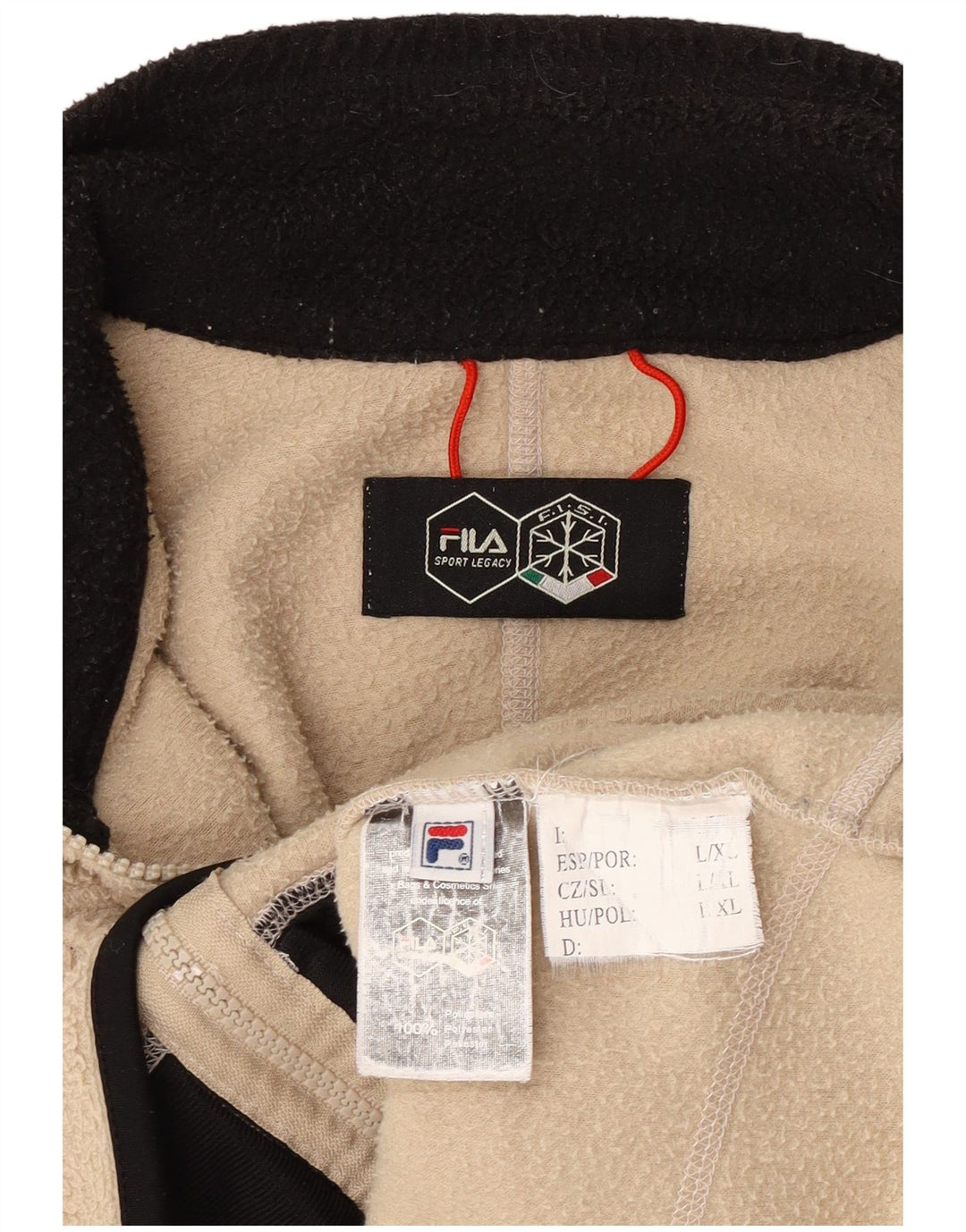 Fila Mens Fleece Jacket UK 40 Large Beige Colourblock Polyester