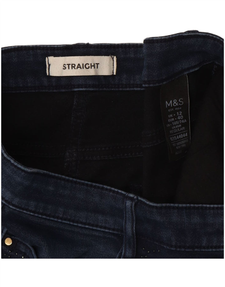 Marks & Spencer Womens Straight Jeans UK 12 Medium W30 L30 Blue Cotton