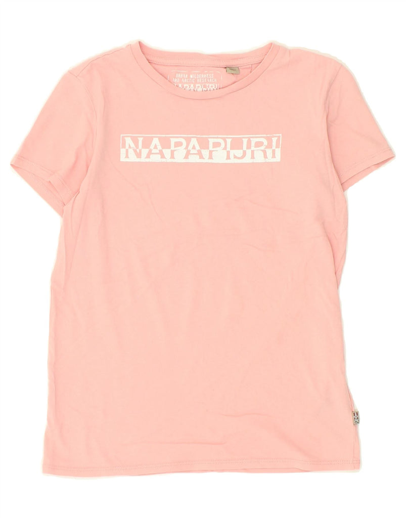 NAPAPIJRI Girls Graphic T-Shirt Top 9-10 Years Pink Cotton | Vintage Napapijri | Thrift | Second-Hand Napapijri | Used Clothing | Messina Hembry 