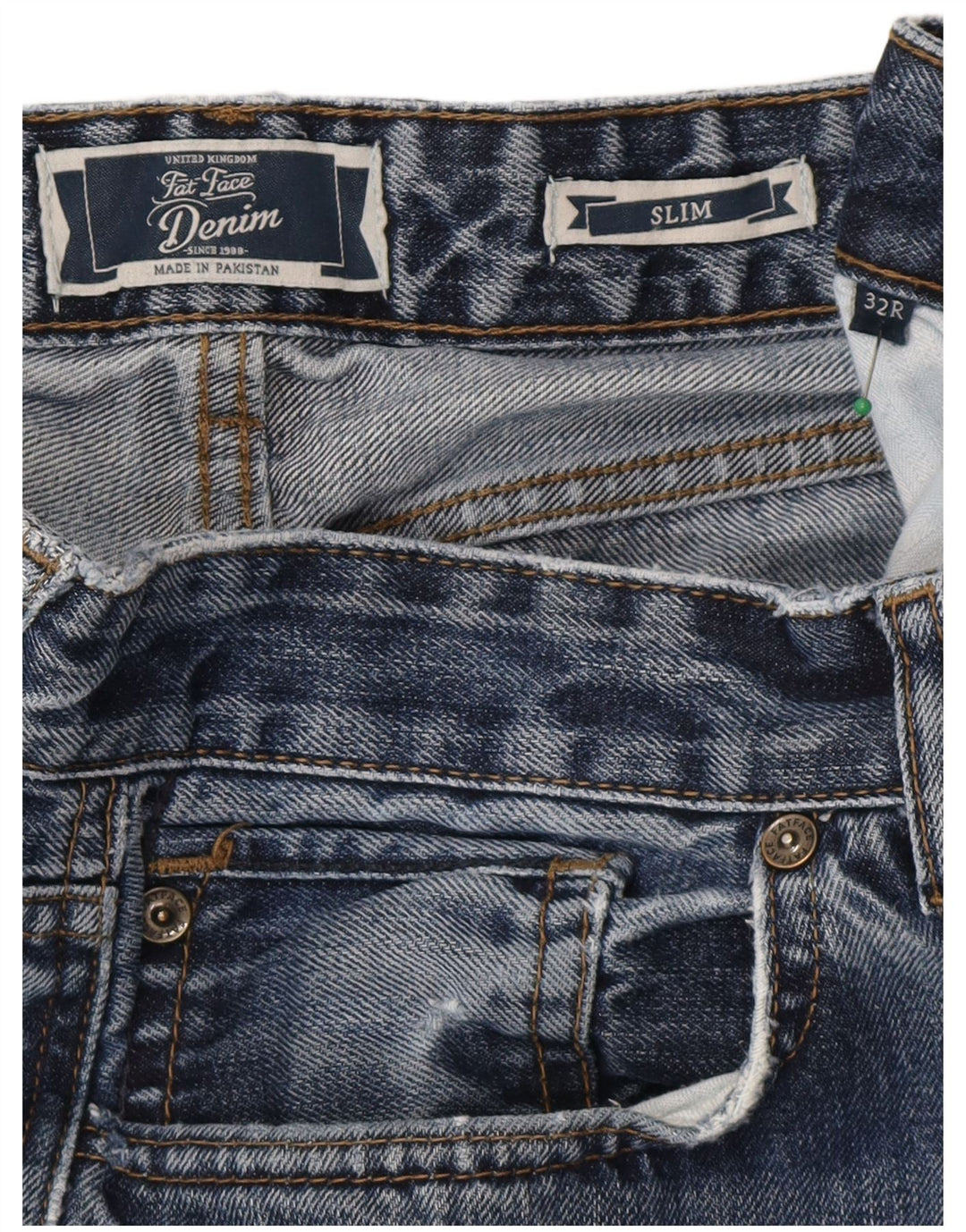 Fat Face Mens Slim Jeans W32 L32 Blue Cotton