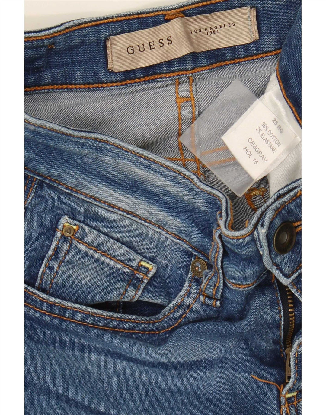 Guess Womens Mid Rise Bootcut Jeans W25 L33 Blue Cotton