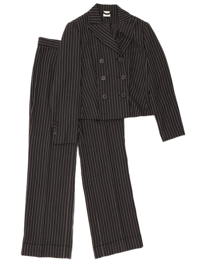 Vintage Womens 2 Piece Suit UK 12 Medium W28 L30 Black Striped