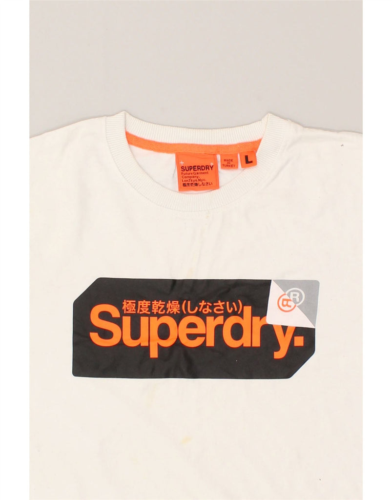 SUPERDRY Womens Graphic T-Shirt Top UK 14 Large White Cotton | Vintage Superdry | Thrift | Second-Hand Superdry | Used Clothing | Messina Hembry 