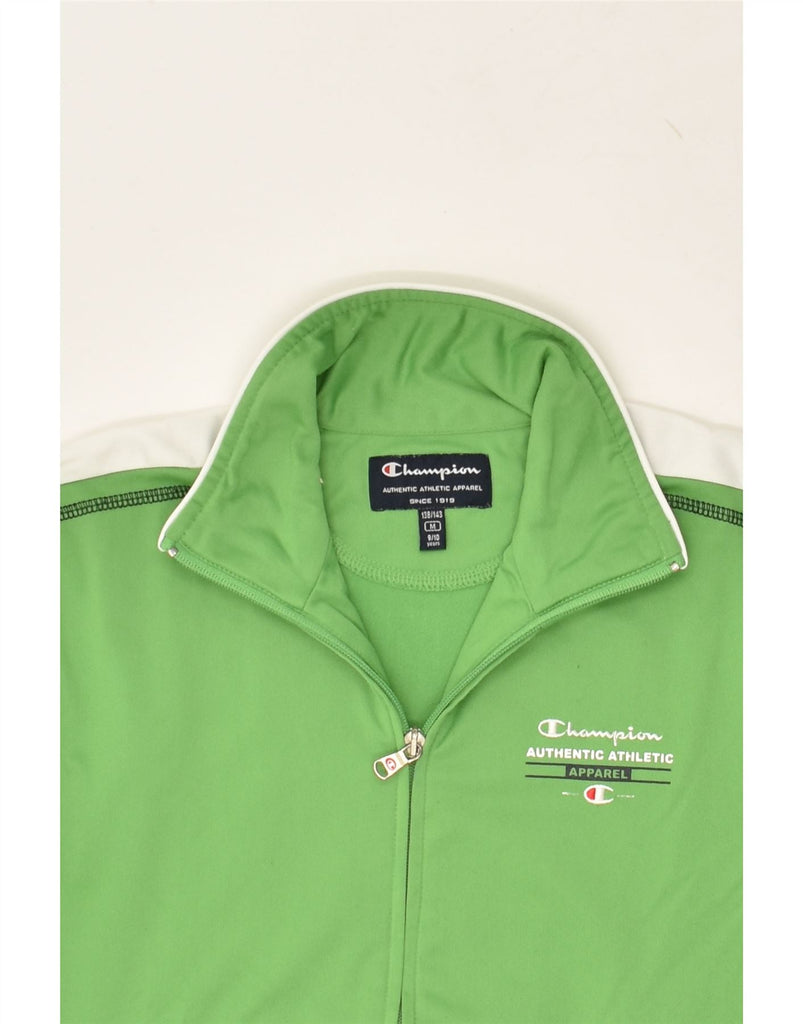 CHAMPION Boys Tracksuit Top Jacket 9-10 Years Medium Green Polyester | Vintage Champion | Thrift | Second-Hand Champion | Used Clothing | Messina Hembry 