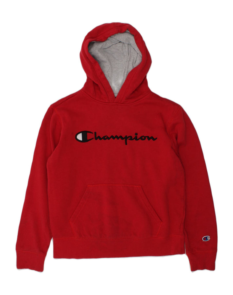 CHAMPION Boys Hooded Hoodie Jumper 12-13 Years Medium Red Cotton | Vintage Champion | Thrift | Second-Hand Champion | Used Clothing | Messina Hembry 