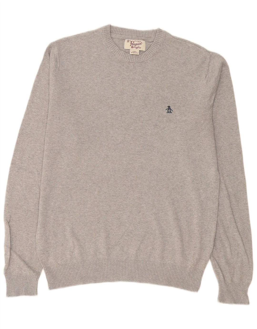 Penguin Mens Crew Neck Jumper Sweater Large Grey Flecked Cotton