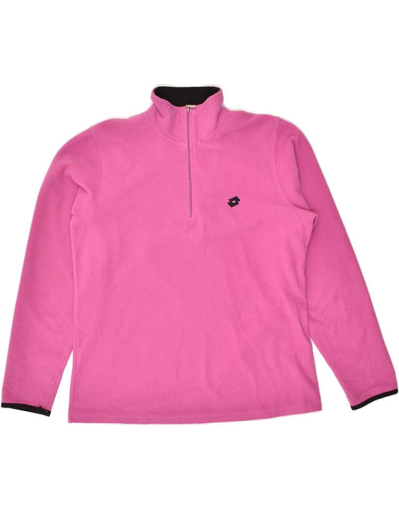 LOTTO Womens Zip Neck Fleece Jumper UK 16 Large Pink Polyester | Vintage Lotto | Thrift | Second-Hand Lotto | Used Clothing | Messina Hembry 