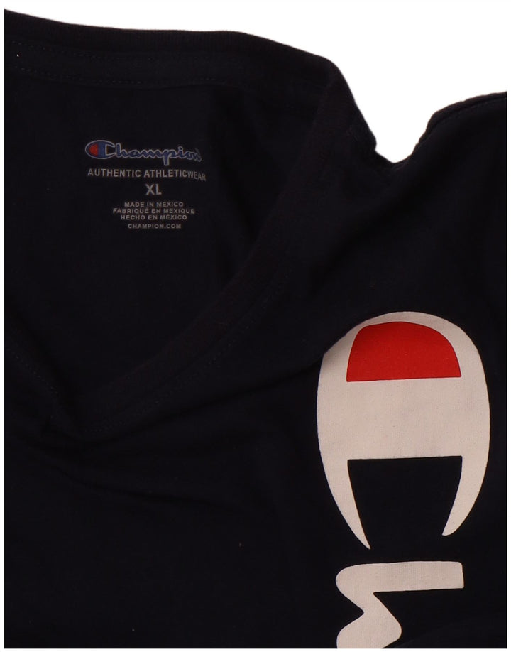 CHAMPION Womens Graphic T-Shirt Top UK 18 XL Navy Blue