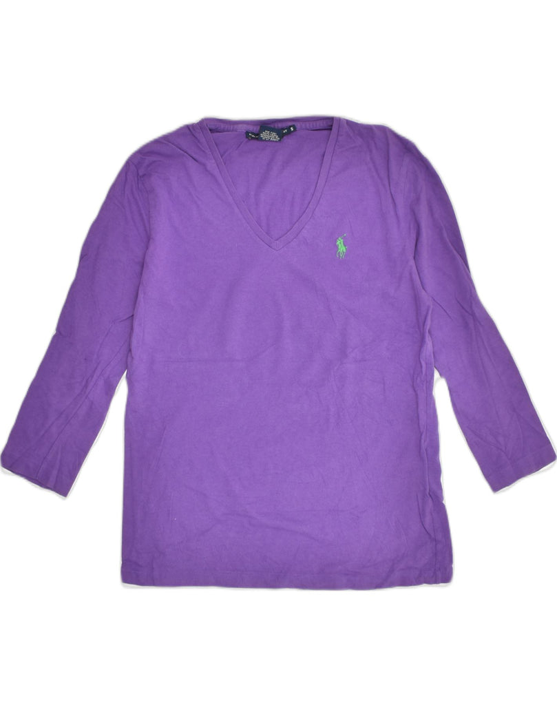 RALPH LAUREN Womens Top 3/4 Sleeve UK 8 Small Purple Cotton | Vintage Ralph Lauren | Thrift | Second-Hand Ralph Lauren | Used Clothing | Messina Hembry 