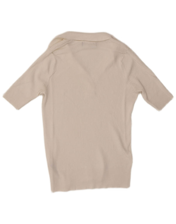 Marks & Spencer Womens Polo Shirt UK 10 Small White Viscose