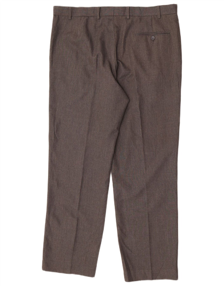 Marks & Spencer Mens Regular Fit Suit Trousers W38 L31 Grey Polyester