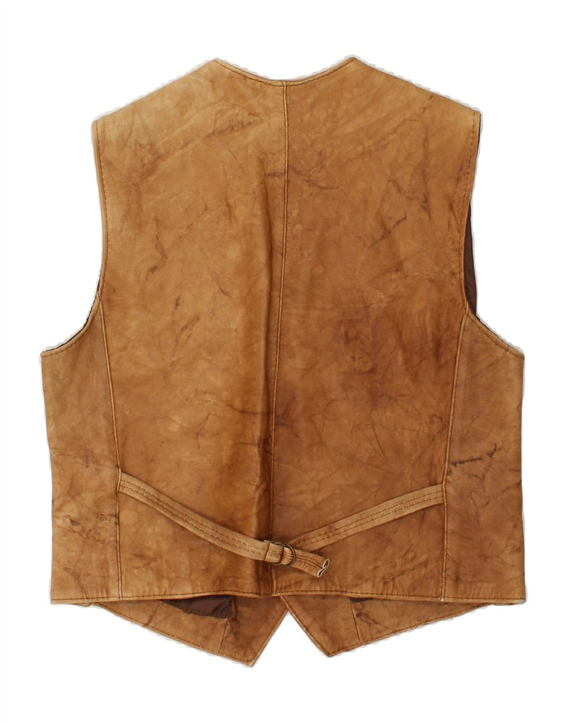 VINTAGE Mens Leather Waistcoat Small Brown | Vintage Vintage | Thrift | Second-Hand Vintage | Used Clothing | Messina Hembry 