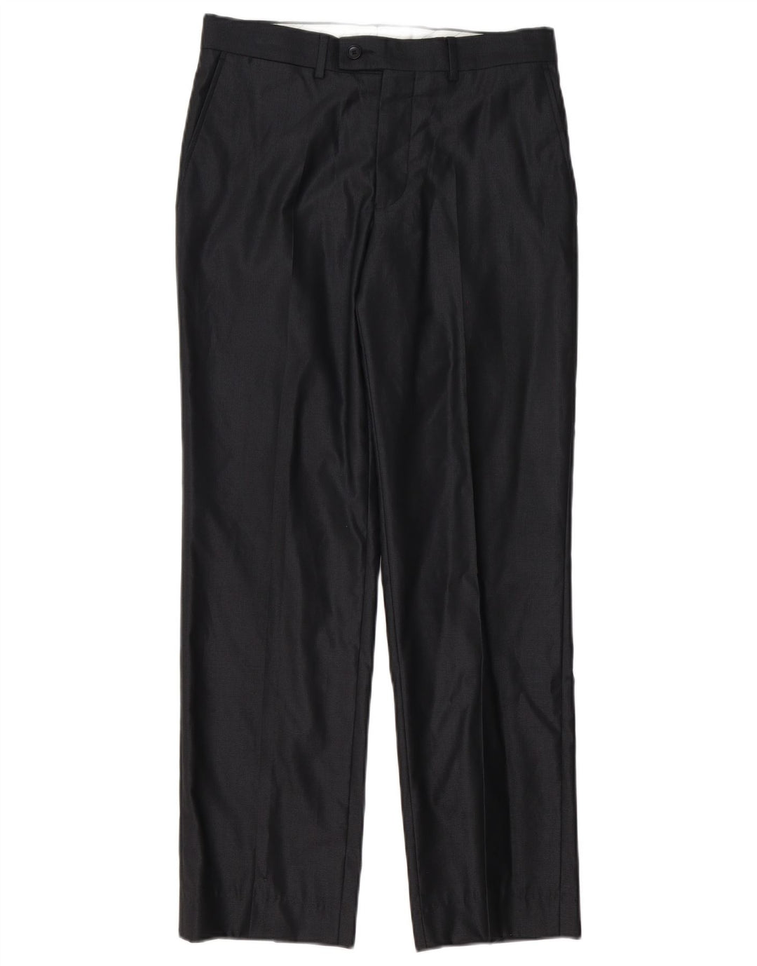 Zara Mens Straight Suit Trousers EU 38 Small W30 L30 Black Polyester