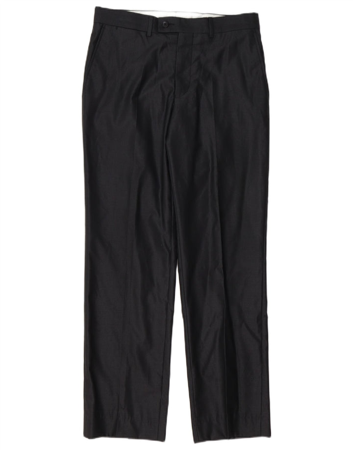 Zara Mens Straight Suit Trousers EU 38 Small W30 L30 Black Polyester