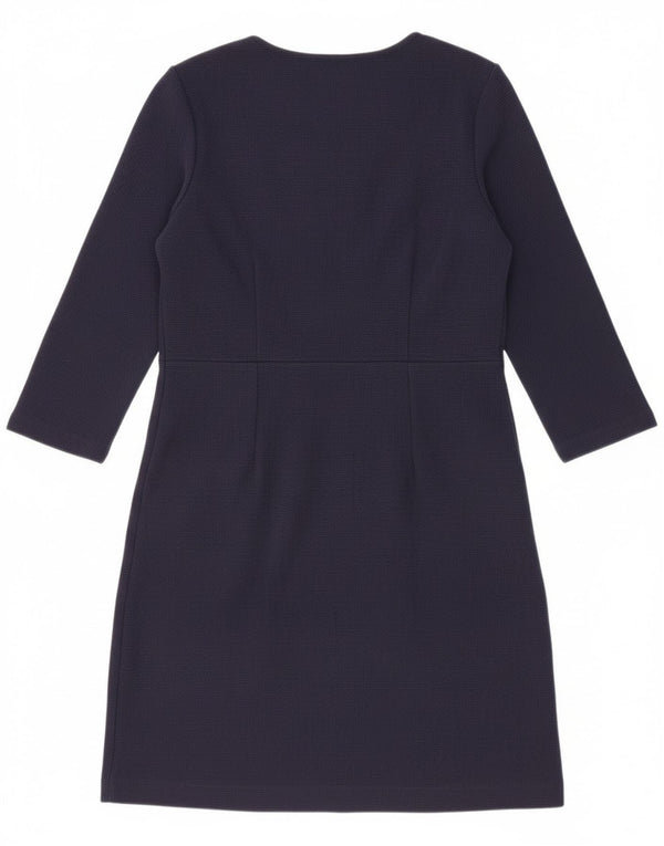 Boden Womens 3/4 Sleeve Sheath Dress UK 10 Small  Navy Blue Cotton