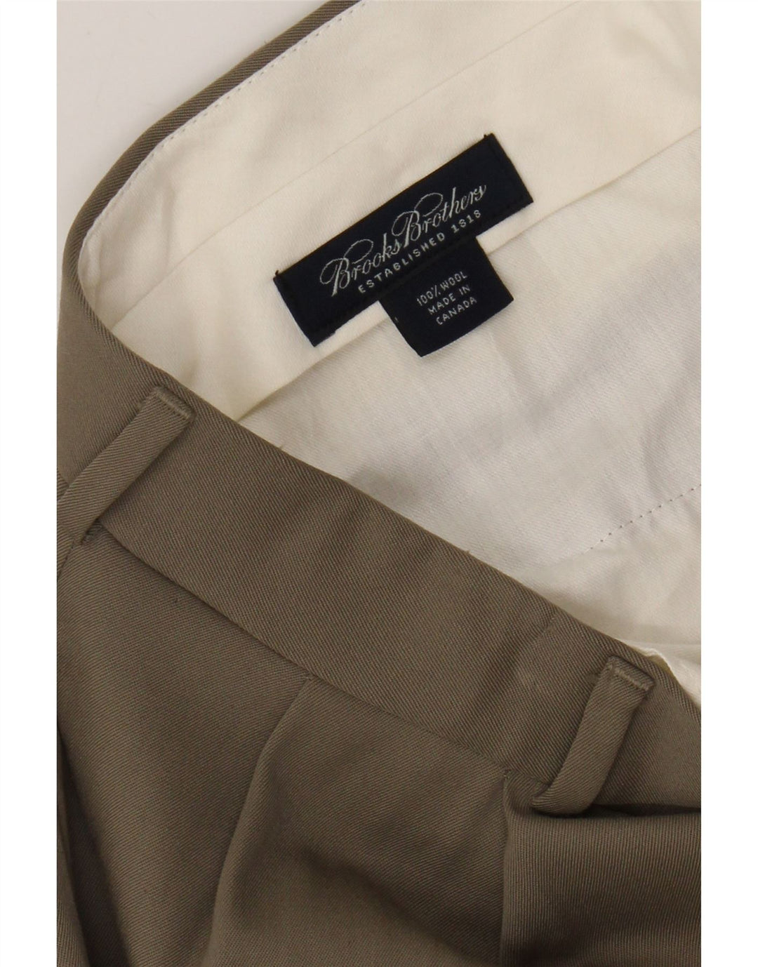 BROOKS BROTHERS Mens Pegged Suit Trousers W36 L29 Beige Wool