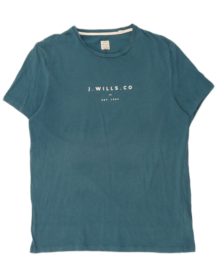 Jack Wills Mens Graphic T-Shirt Top Medium Blue Cotton