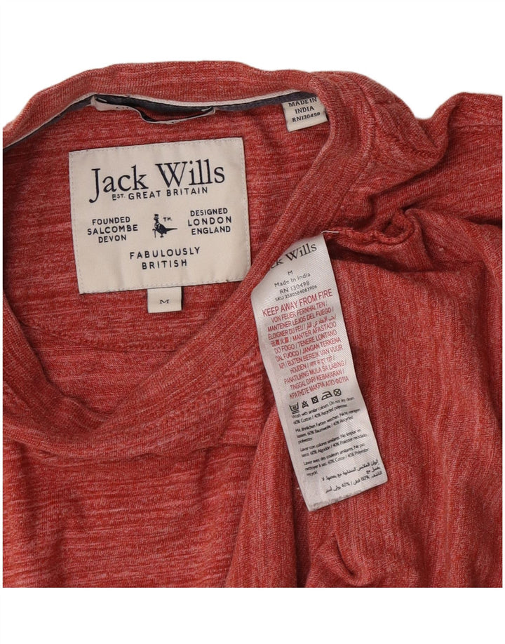 Jack Wills Mens T-Shirt Top Medium Maroon Striped Cotton
