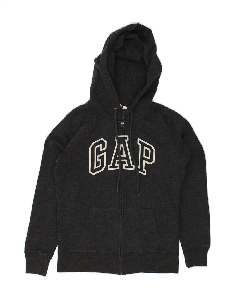 GAP Womens Graphic Zip Hoodie Sweater UK 6 XS Grey Cotton Vintage Gap and Second-Hand Gap from Messina Hembry 