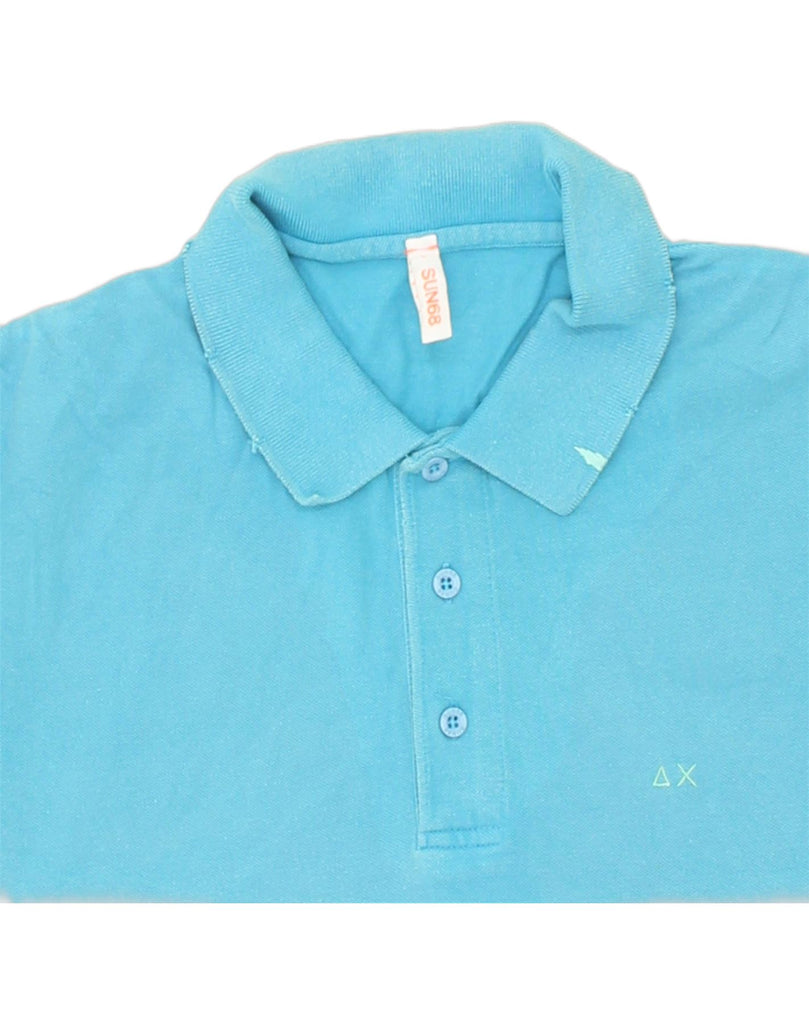 SUN68 Mens Polo Shirt Large Blue Cotton | Vintage Sun68 | Thrift | Second-Hand Sun68 | Used Clothing | Messina Hembry 