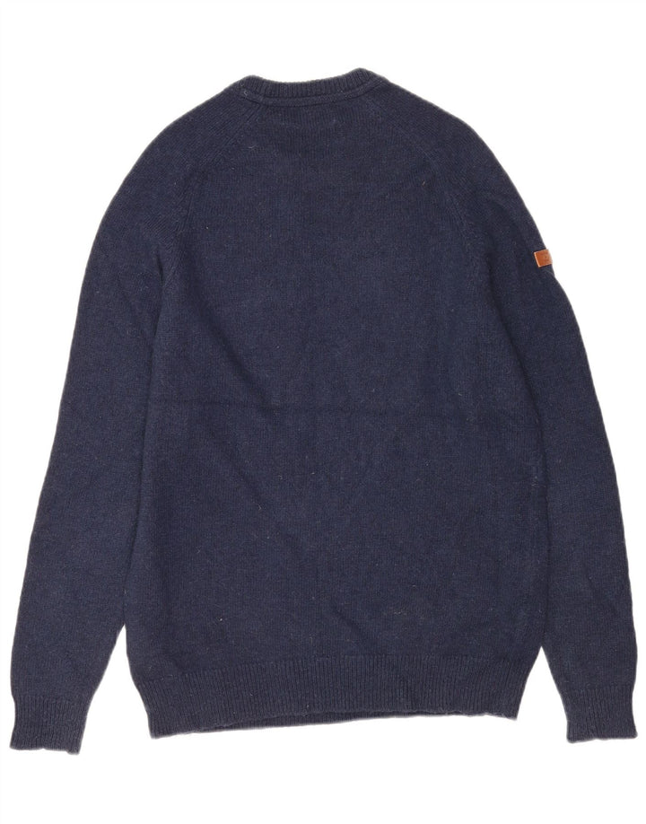 Superdry Mens Crew Neck Jumper Sweater Large Navy Blue Lambswool