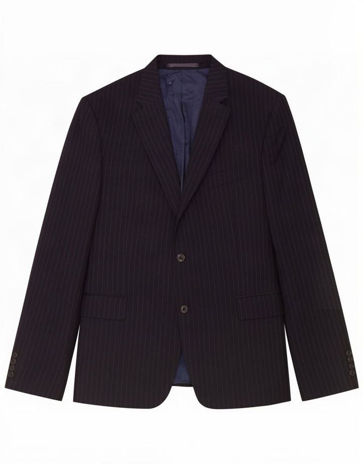 Marks & Spencer Mens 2 Button Blazer Jacket UK 42 Large Navy Blue Pinstripe