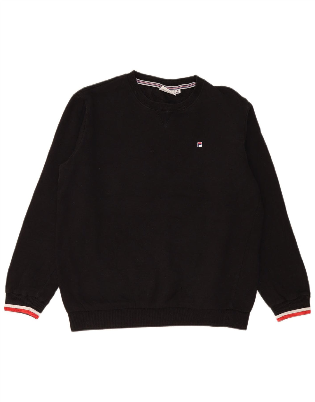 FILA Womens Oversized Sweatshirt Jumper UK 10 Small Black Cotton