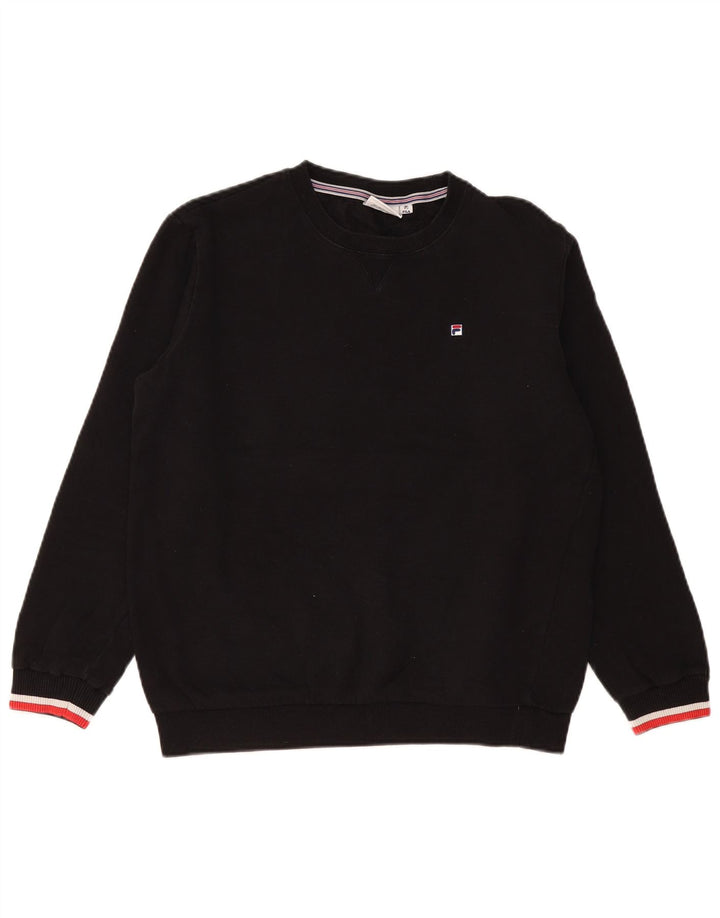 FILA Womens Oversized Sweatshirt Jumper UK 10 Small Black Cotton